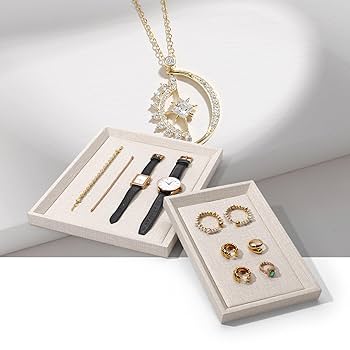 Amazon｜Woodten オフホワイト ストライプレザー ジュエリー